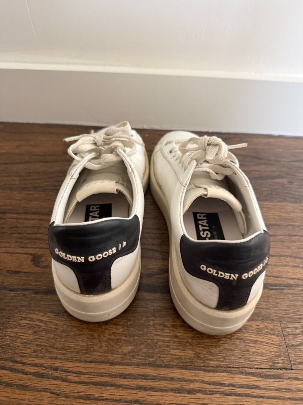 Golden Goose PureStar Sneakers, White/Black Size 38 - Picture 3 of 4